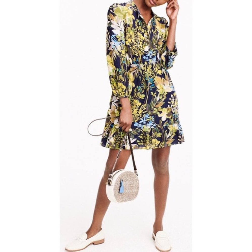 J Crew Watercolor Floral Silk Dress